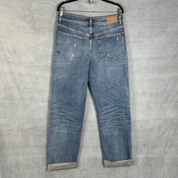 Madewell Jeans Womens 28 Blue Rail Straight Kaihara Denim Cuff Stretch Pockets - Picture 6 of 14